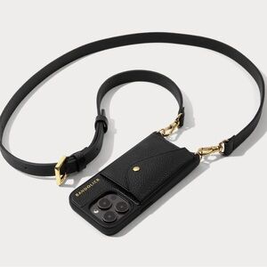 NWT hailey crossbody phone case in black/ gold iphone 15 pro